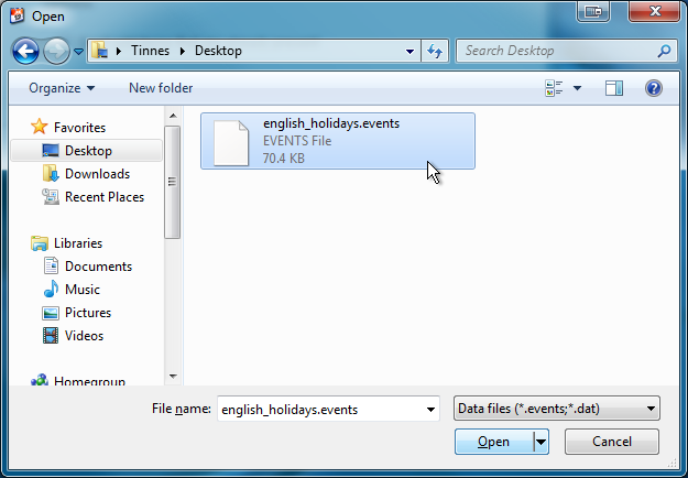 import file dialog screenshot