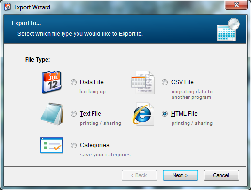 export wizard screenshot