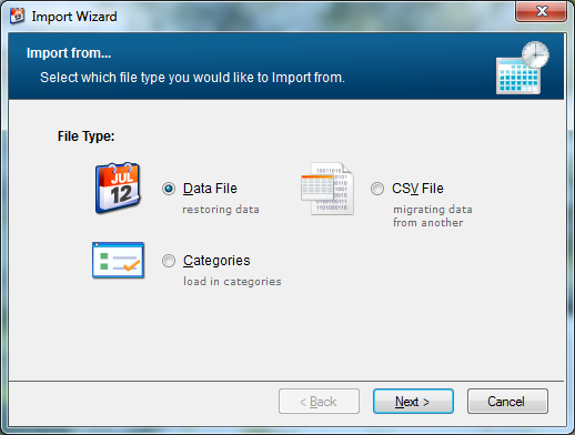 import wizard screenshot