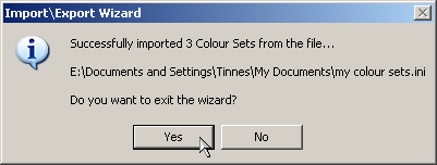 successfully exported colours