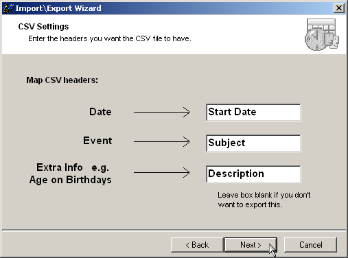 set the headers the csv file will have
