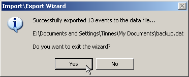 successfully exported events
