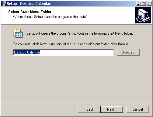 installer select start menu folder screenshot
