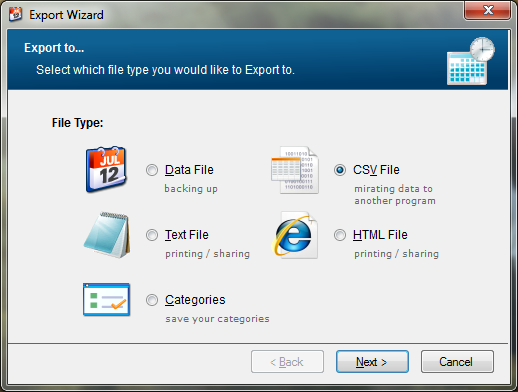 export file type csv screenshot