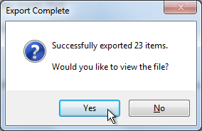export html success screenshot