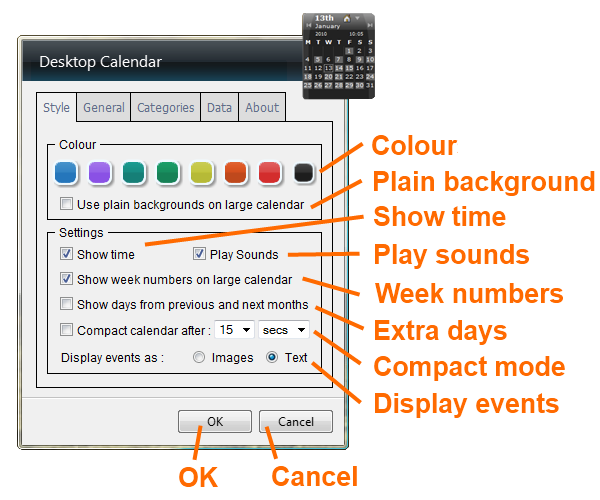 style settings annotated screenshot