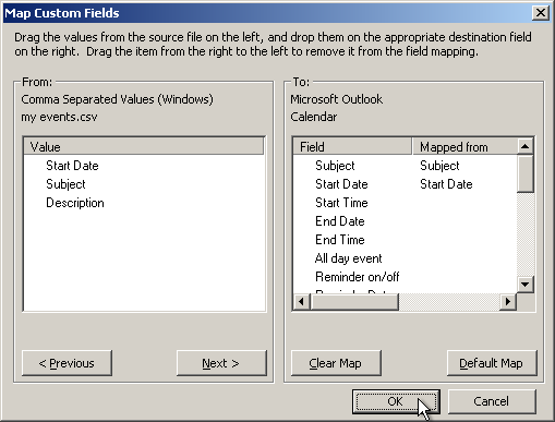 outlook map custom fields