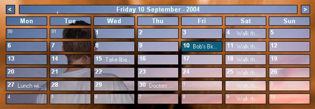 calendar with a background image